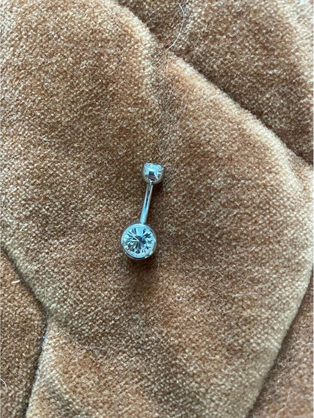 Faux diamond silver color belly ring